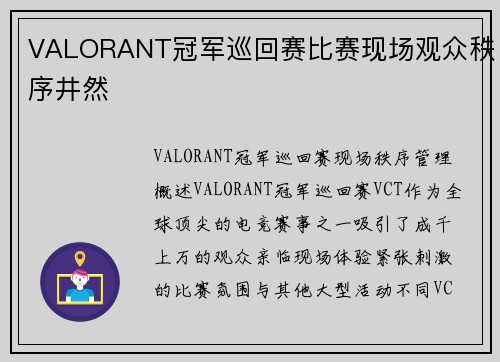 VALORANT冠军巡回赛比赛现场观众秩序井然